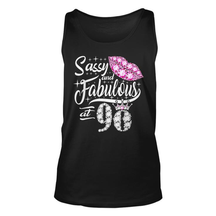 Sassy And Fabulous At 90 Years Old 90Th Birthday Crown Lips  Unisex Tank Top