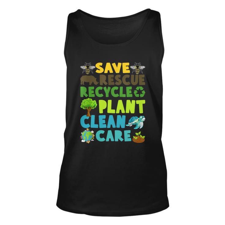 Save Bees Rescue Animals Recycle Plastic Earth Day Planet Funny Gift Unisex Tank Top