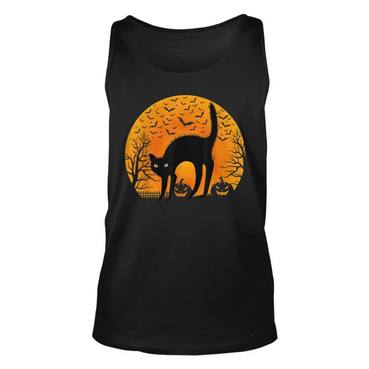 Scary Black Cat Full Moon Funny Cats Lover Halloween Costume  Unisex Tank Top