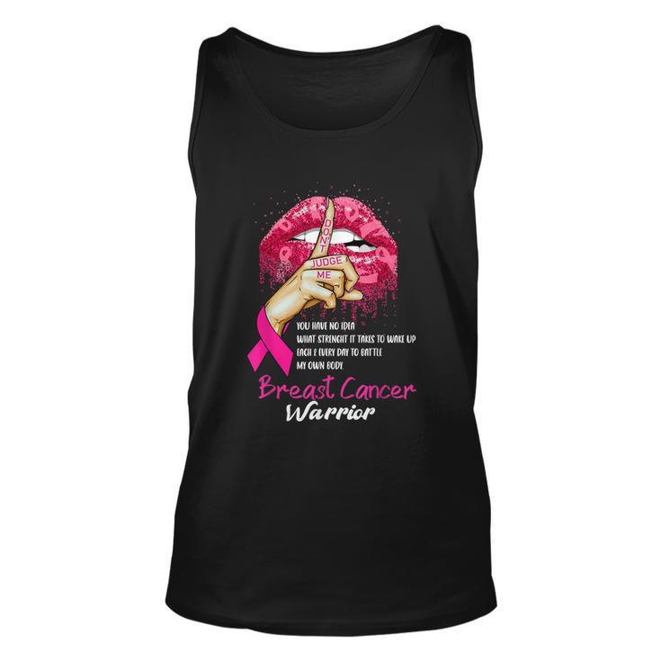 Sexy Pink Lips Pink Ribbon Dont Judge Me Breast Cancer Unisex Tank Top