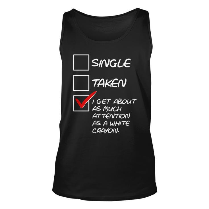 Single Taken White Crayon Unisex Tank Top