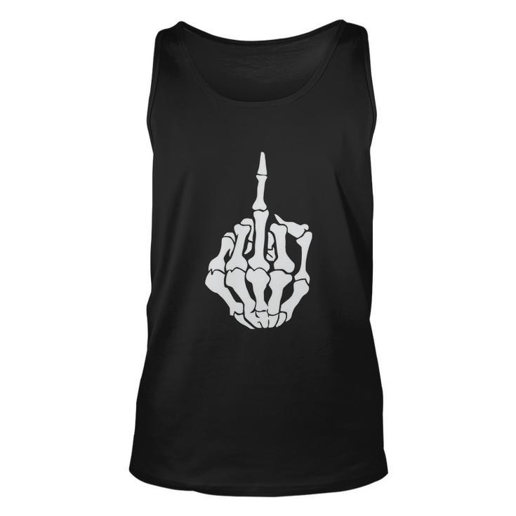 Skull Skeleton Middle Finger Top Mad Angry Rude Guy Funny Gift Scary Tshirt Unisex Tank Top