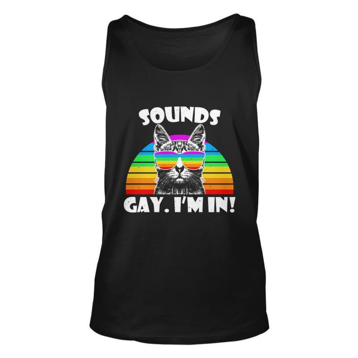 Sounds Gay Im In Rainbow Cat Pride Retro Cat Gay Funny Gift Unisex Tank Top
