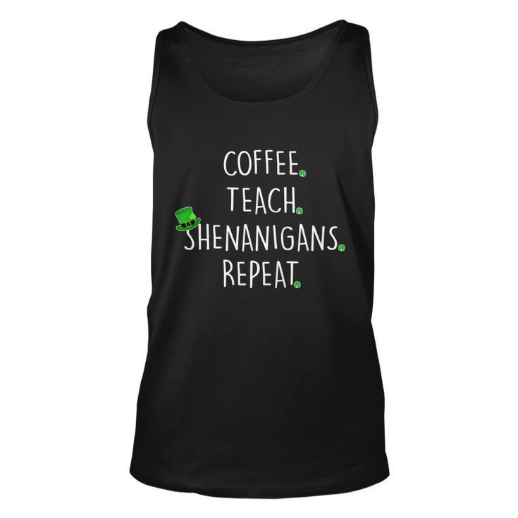 St Patricks Day Coffee Teach Shenanigans Repeat T-Shirt Graphic Design Printed Casual Daily Basic Unisex Tank Top