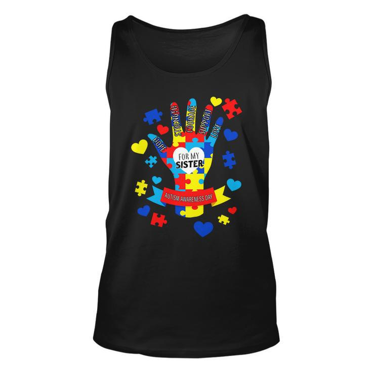 Support Autism Awareness Day For My Sister Unisex Tank Top