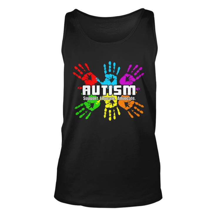 Support Educate Advocate Autism Handprint Tshirt Unisex Tank Top