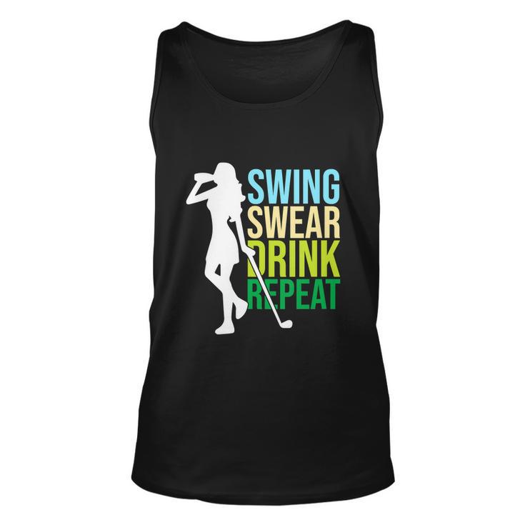 Swing Swear Drink Repeat Love Golf Funny Unisex Tank Top