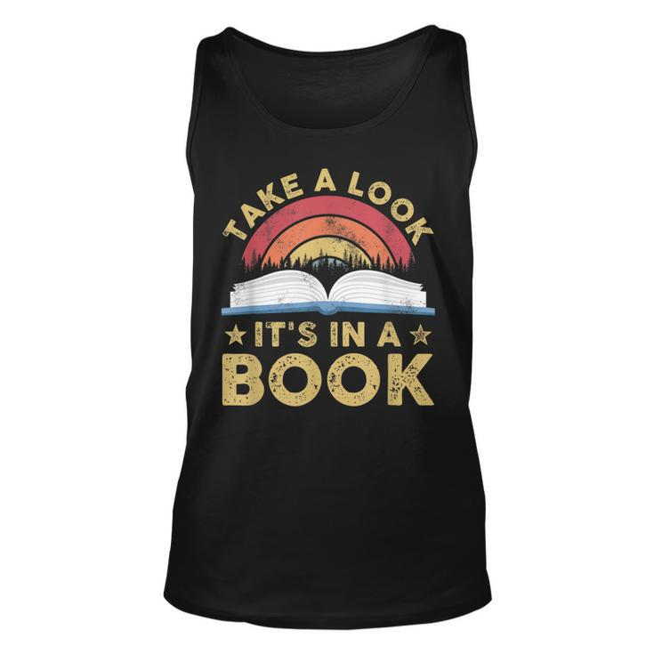 Take A Look Its In A Book Reading Vintage Retro Rainbow  Unisex Tank Top