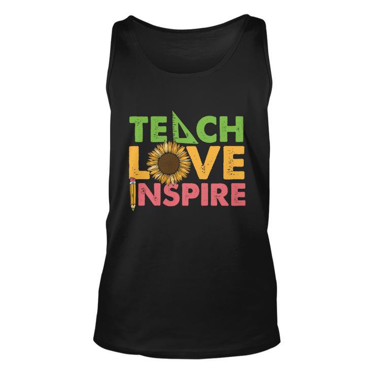 Teach Love Inspire Teacher Sunflower Graphic Plus Size Shirt For Teacher Female Unisex Tank Top