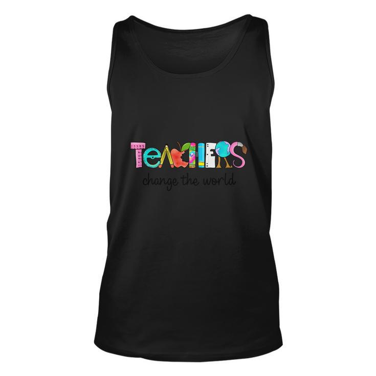 Teachers Change The World Graphic Plus Size Shirt For Teacher Unisex Tank Top