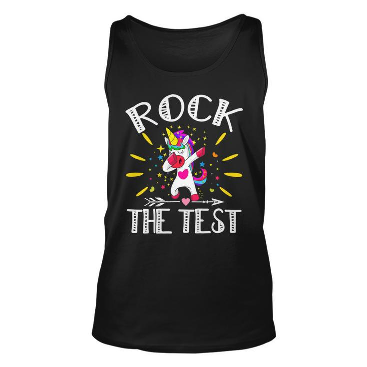 Test Day Rock The Test Teacher Testing Day Unicorn Teacher Unisex Tank Top