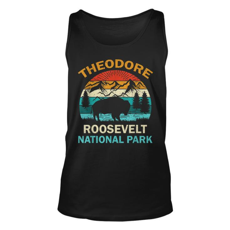 Theodore Roosevelt National Park North Dakota Buffalo Retro  Unisex Tank Top