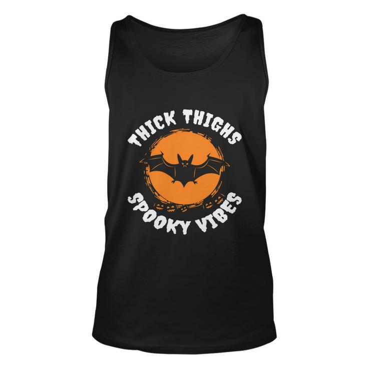 Thick Thighs Spooky Vibes Bat Halloween Quote Unisex Tank Top