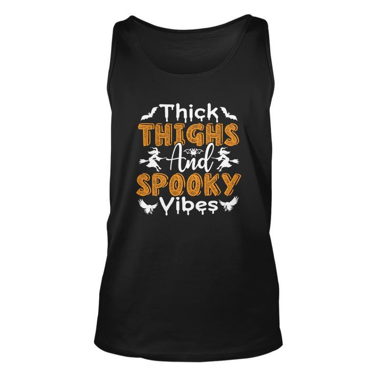 Thick Thights And Spooky Vibes Witch Broom Halloween Unisex Tank Top