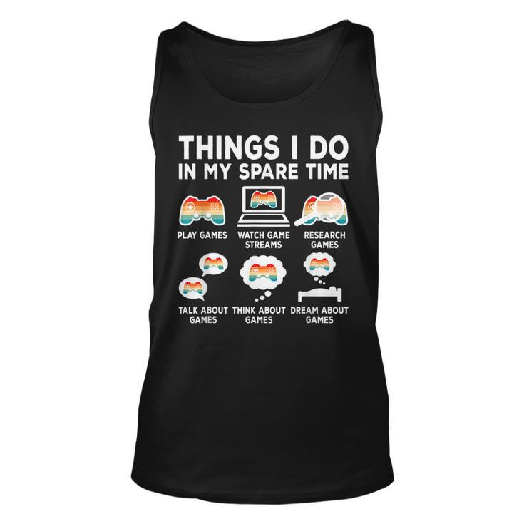 Things I Do In My Spare Time Video Game Retro Gamer Gaming  Men Women Tank Top Graphic Print Unisex