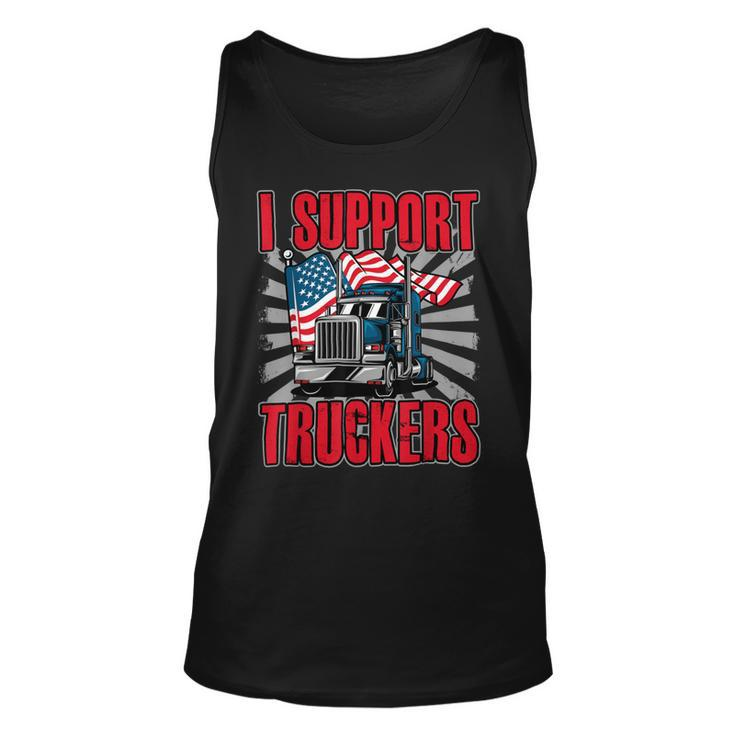 Trucker Trucker Support I Support Truckers Freedom Convoy  Unisex Tank Top