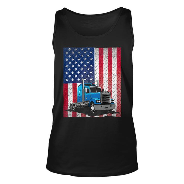 Trucker Trucker Truck Driver American Flag Unisex Tank Top