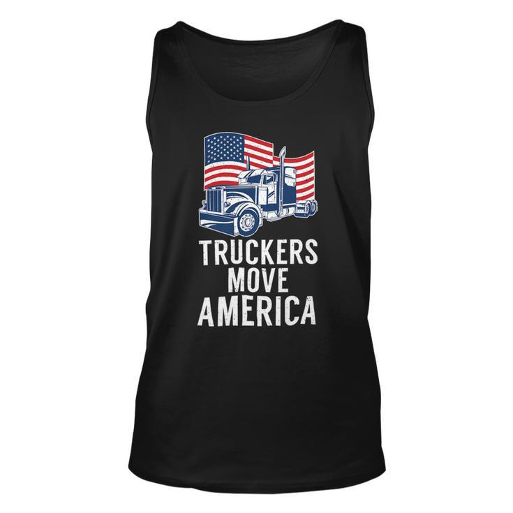 Trucker Truckers Move America Funny American Trucker Truck Driver Unisex Tank Top