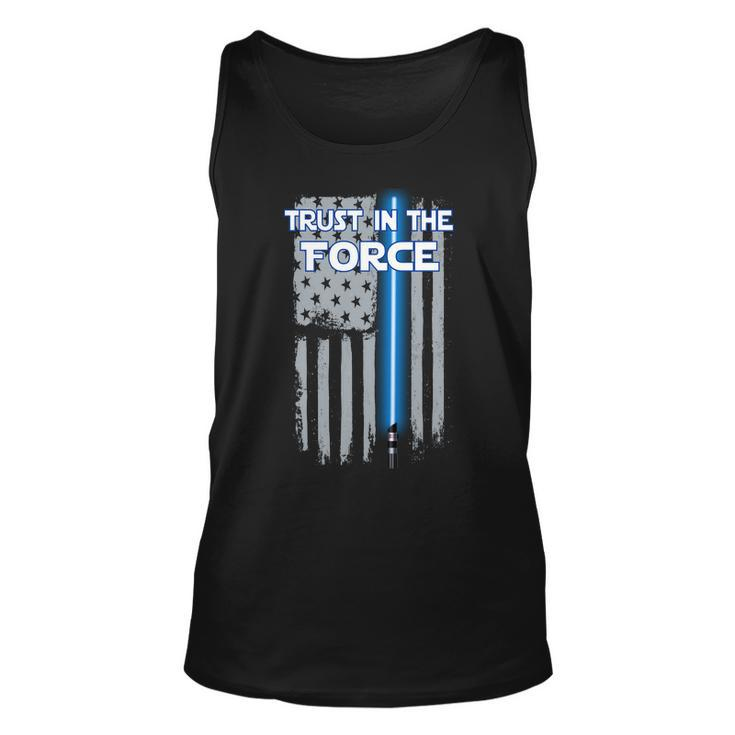 Trust In The Force American Blue Lightsaber Police Flag Tshirt Unisex Tank Top