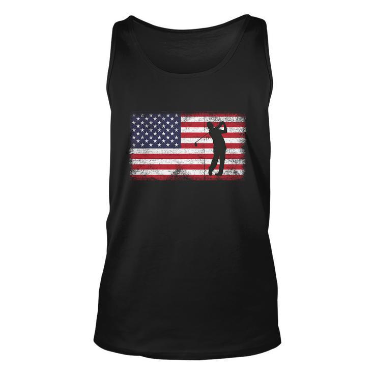 Usa American Flag Golf Lovers 4Th July Patriotic Golfer Man Cool Gift Unisex Tank Top