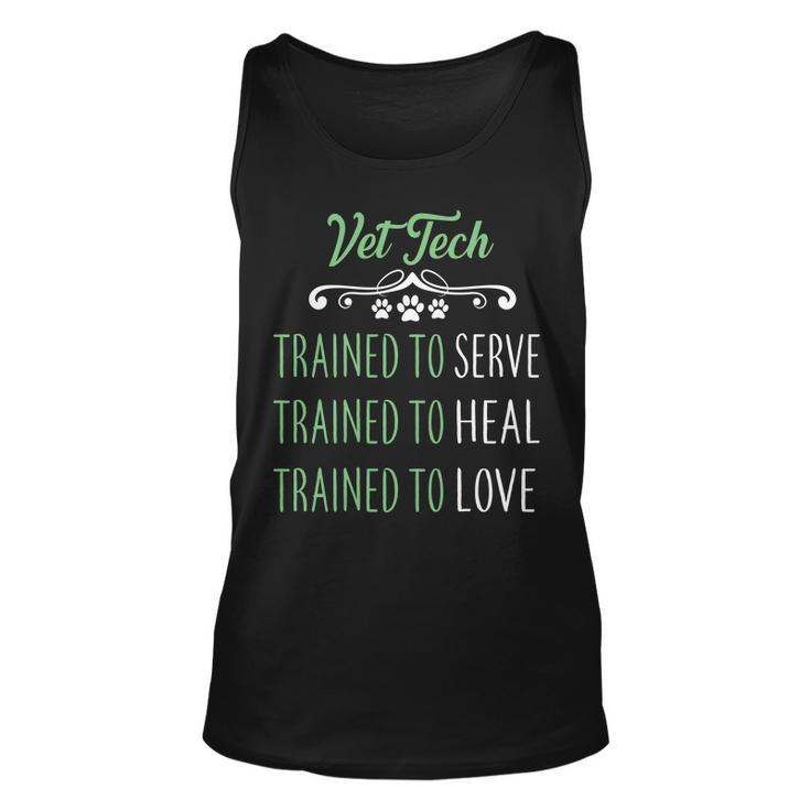 Vet Tech Trained To Serve Heal Love Unisex Tank Top
