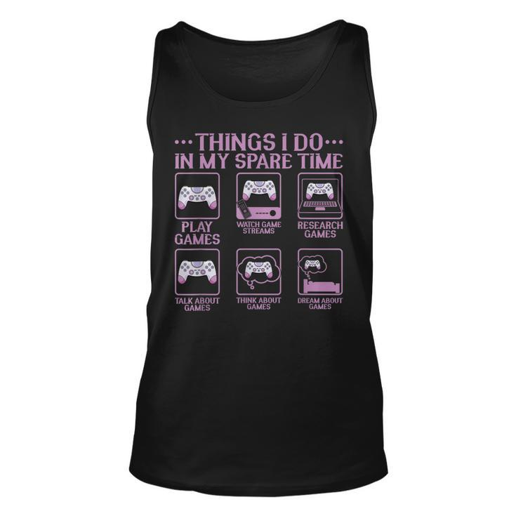 Video Games Gaming 6 Things I Do In My Spare Time  Men Women Tank Top Graphic Print Unisex