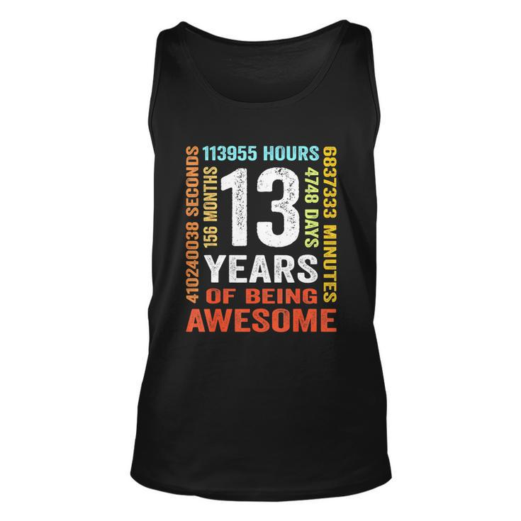 Vintage 13Th Birthday Shirt Gift 13 Years Old Being Awesome Unisex Tank Top