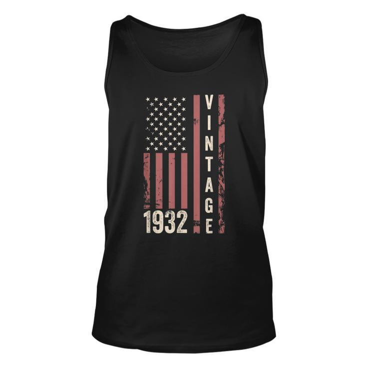 Vintage 1932 90Th Birthday 90 Years Old Funny American Flag  Unisex Tank Top