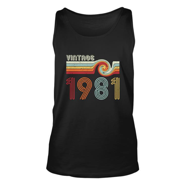 Vintage 1981 Retro Birthday Gift Graphic Design Printed Casual Daily Basic Unisex Tank Top