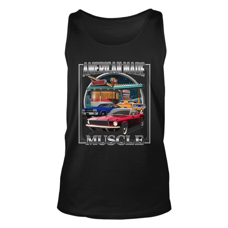 Vintage American Made Muscle Classic Cars And Diner Tshirt Unisex Tank Top