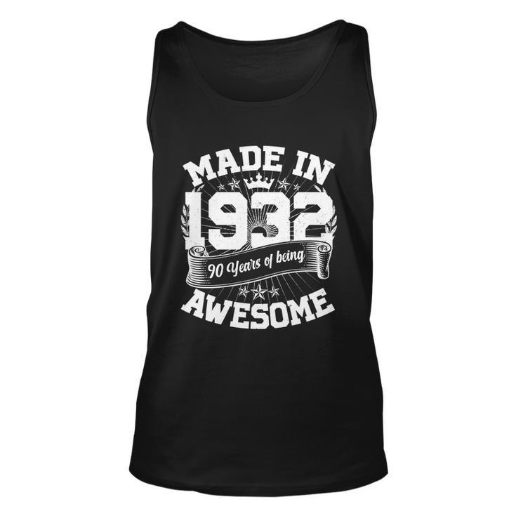 Vintage Crown Made In 1932 90 Years Of Being Awesome 90Th Birthday Unisex Tank Top