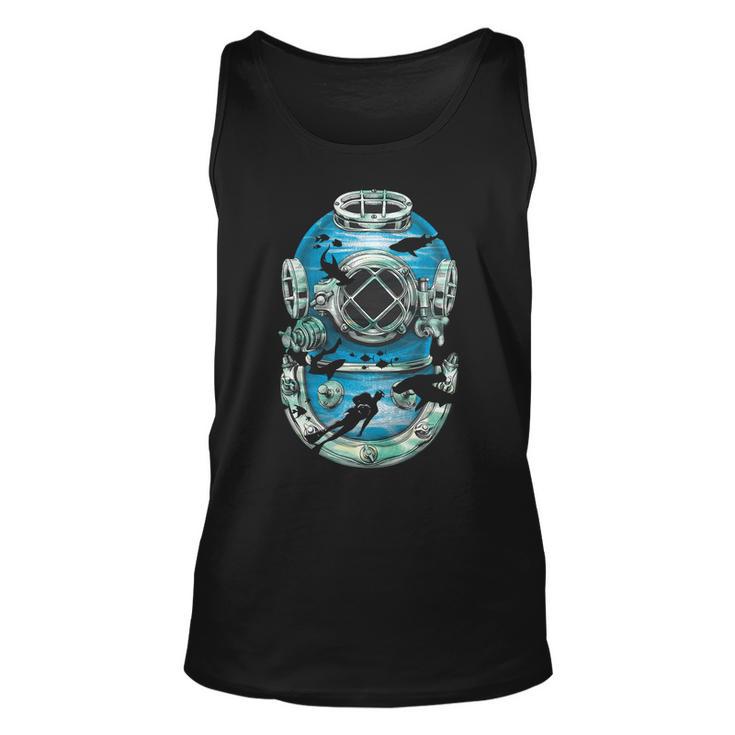 Vintage Scuba Diver Illustration Tshirt Unisex Tank Top