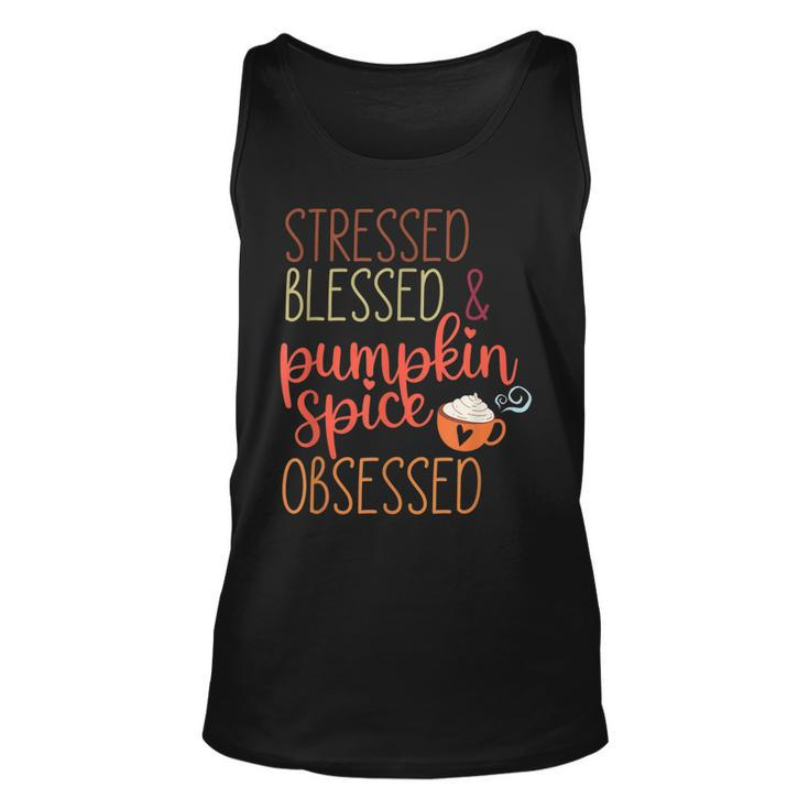 Vintage Stressed Blessed & Pumpkin Spice Obsessed Fall  Men Women Tank Top Graphic Print Unisex