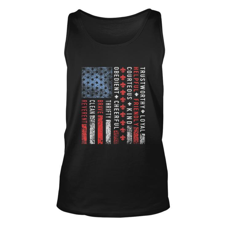 Vintage Us America Flag Scouting Scout Law Unisex Tank Top