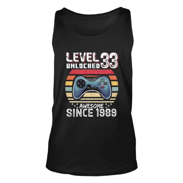 Vintage Video Gamer Birthday Level 33 Unlocked 33Rd Birthday Unisex Tank Top