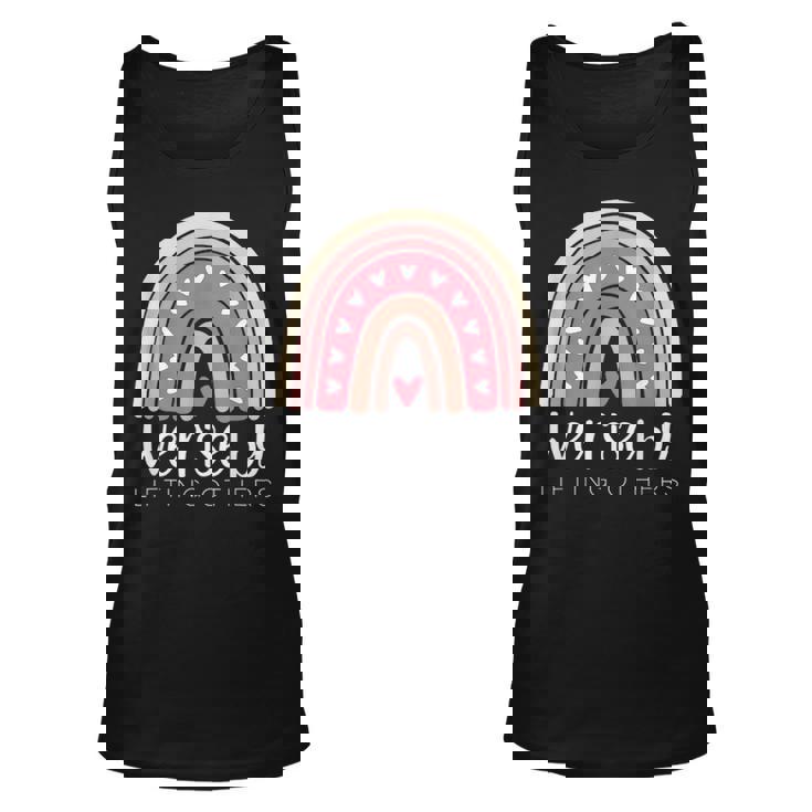 We Rise By Lifting Others Rainbow Teacher Foster Montessori Unisex Tank Top
