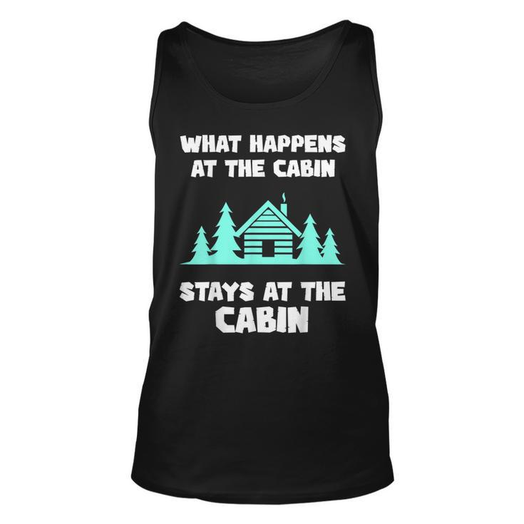 What Happens At The Cabin Stays In The Cabin Mountain Hiker  Men Women Tank Top Graphic Print Unisex