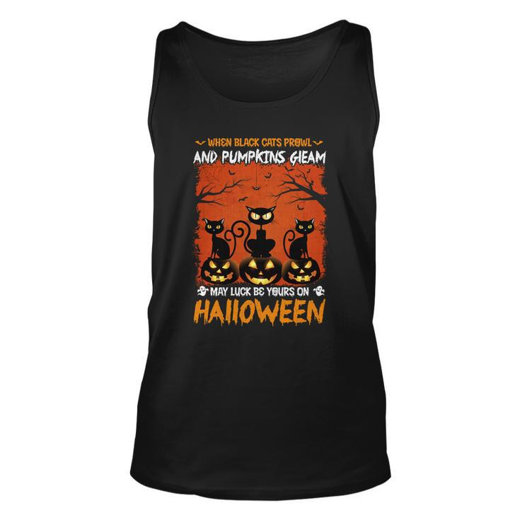 When Black Cat Prowl And Pumpkin Gleam My Luck Be Yours On Halloween Men Women Tank Top Graphic Print Unisex