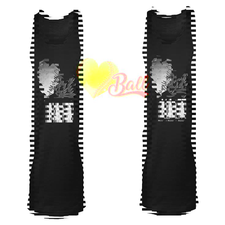 Womens Baseball Softball Ball Heart Nana Funny Mothers Day Sporter Men Women Tank Top Graphic Print Unisex