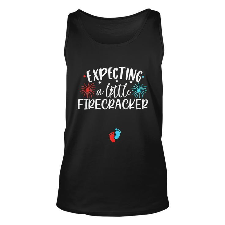 Womens Expecting A Little Firecracker Funny 4Th Of July Pregnant Unisex Tank Top