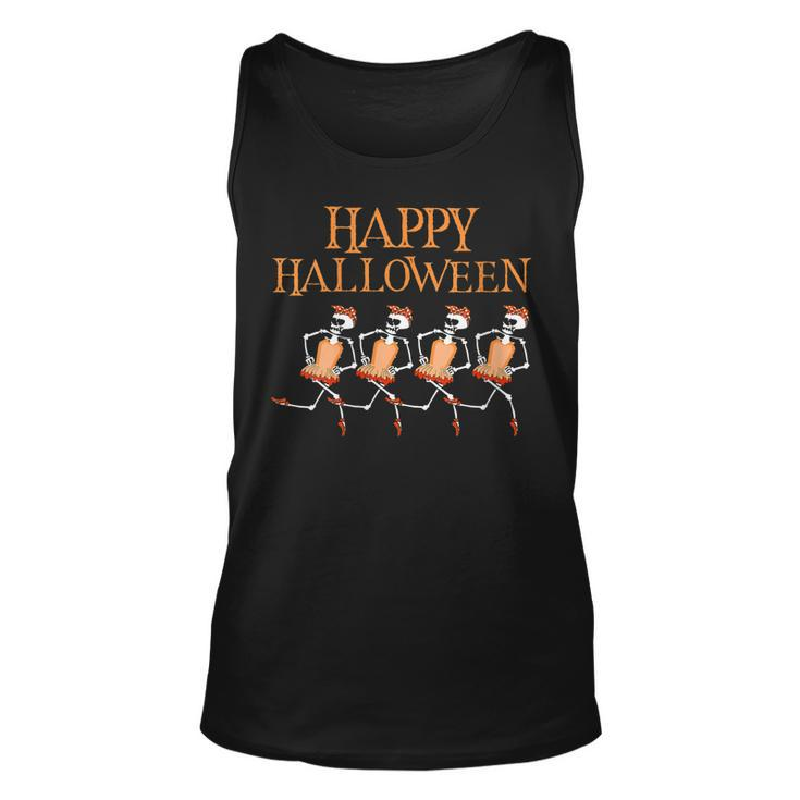 Womens Happy Costumes Halloween Skeleton Dancing Ballet Funny Gift  Unisex Tank Top
