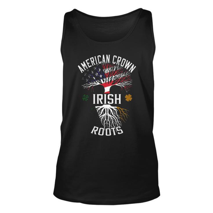 Womens Irish Pride  American Grown Irish Roots  Proud  Tree T Irish Flag American Flag Unisex Tank Top
