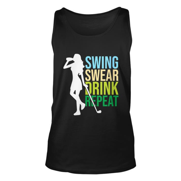 Womens Swing Swear Drink Repeat Love Golf Unisex Tank Top