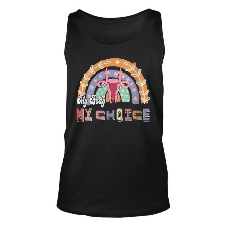 Womens Uterus My Body My Choice Pro Choice Leopard Rainbow  Unisex Tank Top