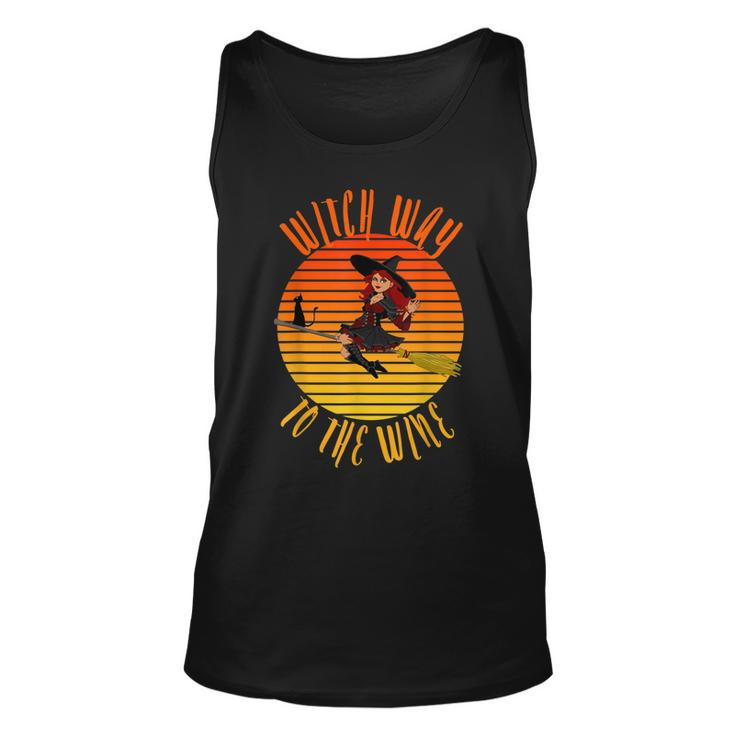 Womens Witch Way To The Wine Funny Wine Halloween Witch Wine  Unisex Tank Top