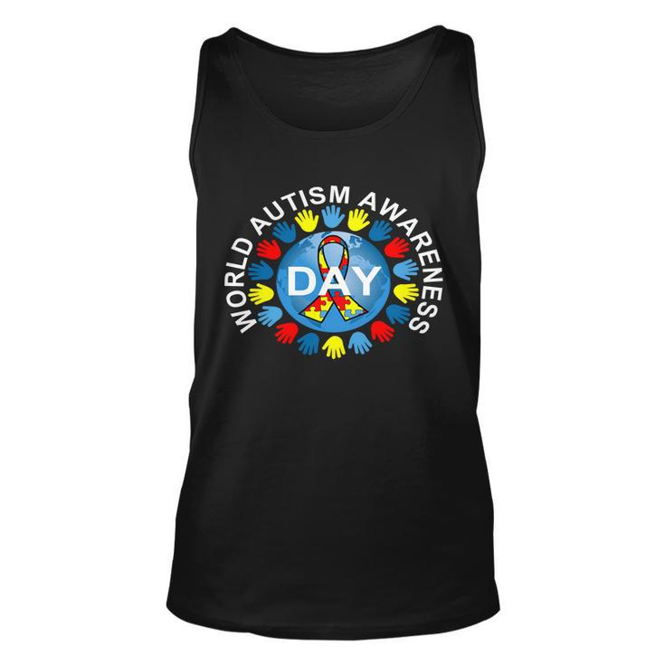World Autism Awareness Day Earth Puzzle Ribbon Tshirt Unisex Tank Top