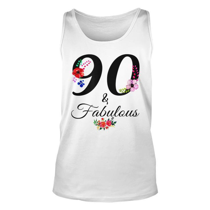 90 & Fabulous 90 Years Old Vintage Floral 1932 90Th Birthday Unisex Tank Top