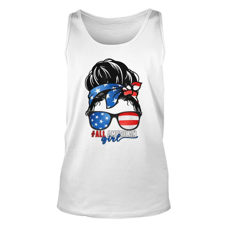 All American Girl 4Th Of July  Daughter Messy Bun Usa  Unisex Tank Top