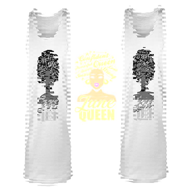 Black African American Melanin Afro Queen June Birthday  Unisex Tank Top