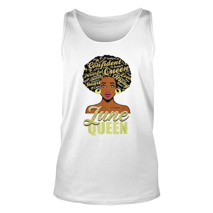 Black African American Melanin Afro Queen June Birthday  Unisex Tank Top